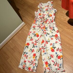 Gal Meets Glam Womens Beverly Floral Tie Waist Cropped Jumpsuit Colorful Size 6